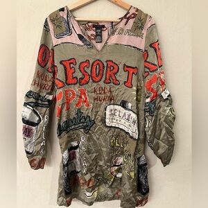 Y2K vintage Custo Barcelona silk  resort mini Dress